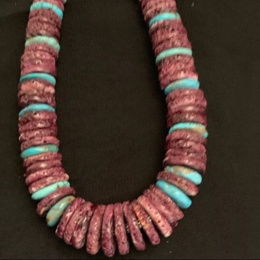 Sterling Silver  Purple Spiny Oyster Bead Necklace - Picture 6 of 8